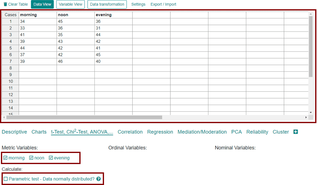 محاسبه آزمون فریدمن با استفاده از DATAtab