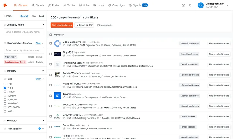 Hunter.io برنامه همکاری در فروش