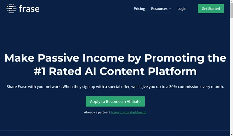 برنامه همکاری در فروش Frase