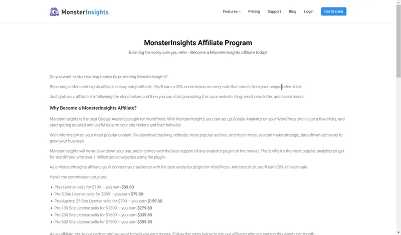 برنامه همکاری در فروش MonsterInsights