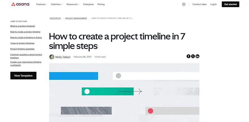 محتوای Asana با عنوان «چگونه یک خط زمانی پروژه ایجاد کنیم»