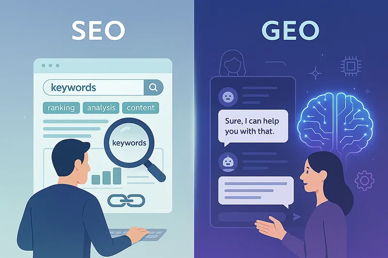 از رتبه در گوگل تا دیده شدن در پاسخ های هوش مصنوعی؛ تفاوت واقعی GEO و SEO.